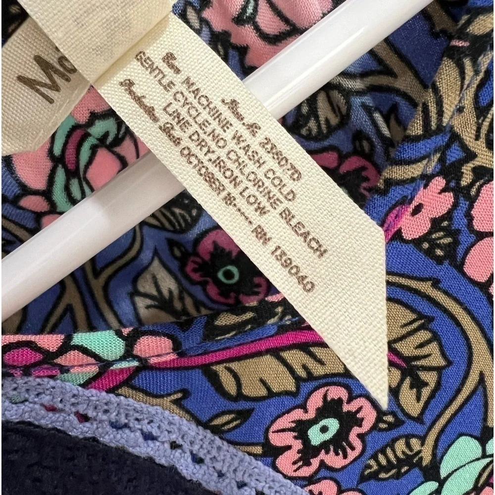 Matilda Jane Thoughts and Dreams blue & pink rayon floral long sleeve dress med